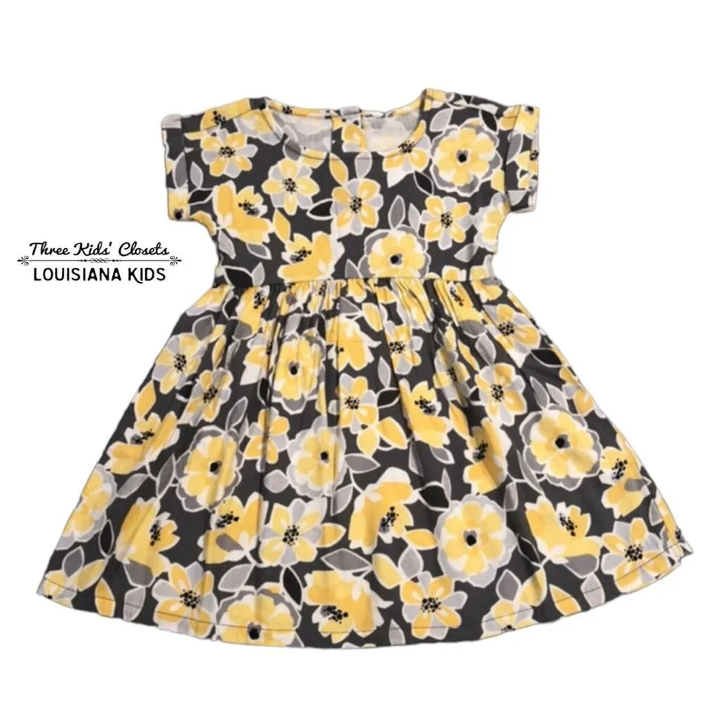 NEW Gymboree 2T Yellow & Grey Floral Dress